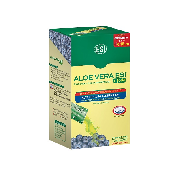 aloe vera esi + forte mirtillo integratore alimentare 24 pocket drink