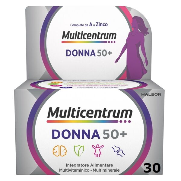 multicentrum donna 50+ integratore multivitaminico multiminerale ferro calcio vitamina d d3 30 compresse