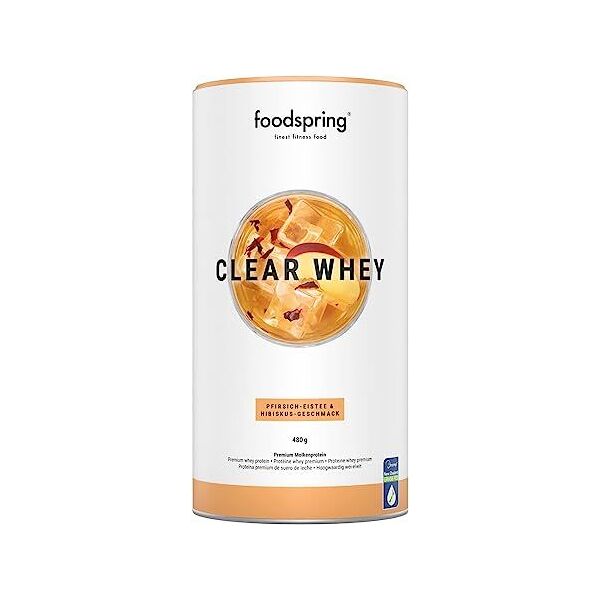 foodspring clear whey tè freddo alla pesca e ibisco 480g