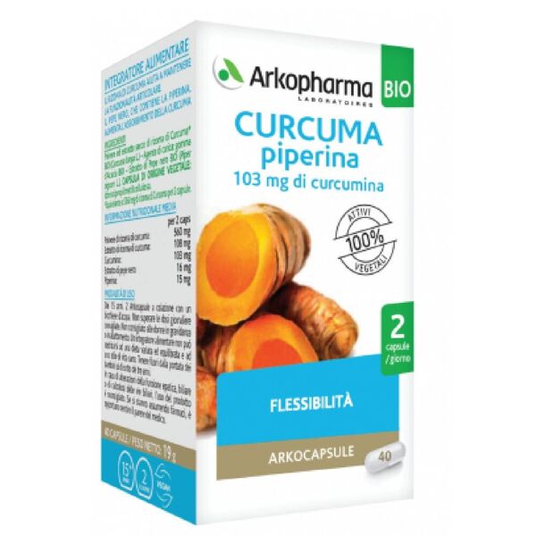 arkofarm arkocapsule curcuma + piperina integratore articolazioni 130 capsule