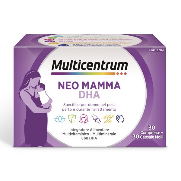 multicentrum neo mamma dha integratore multivitaminico vitamina b c d3 acido folico 30 capsule +30 compresse