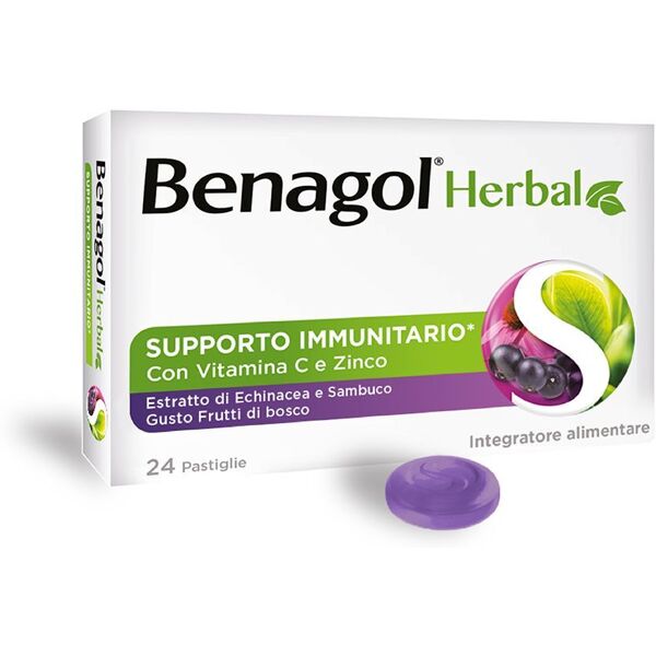 benagol herbal frutti di bosco integratore difese immunitarie 24 pastiglie