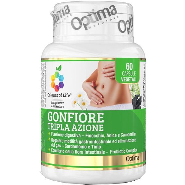 colours of life gonfiore tripla azione integratore salute intestinale 60 capsule vegetali