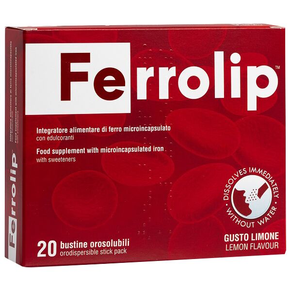 u.g.a. nutraceuticals srl ferrolip integratore di ferro gusto limone 20 bustine orosolubili