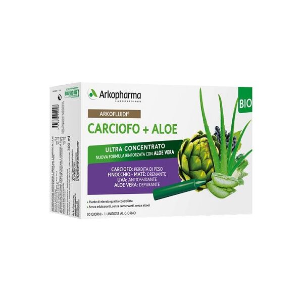 arkofarm arkofluidi carciofo + aloe vera 20 flaconcini