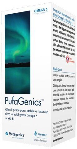 metagenics pufagenics liquid limone olio pesce puro omega 3 integratore 210ml