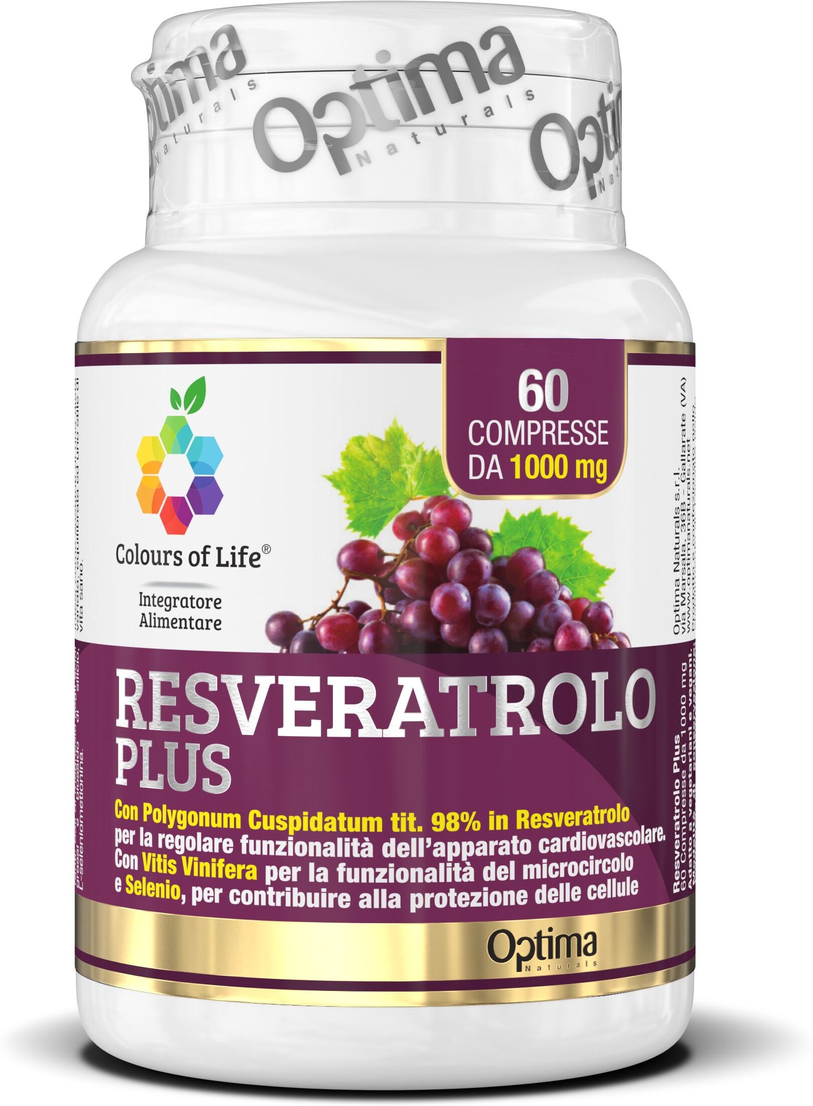 colours of life resveratrolo integratore pelle 60 compresse