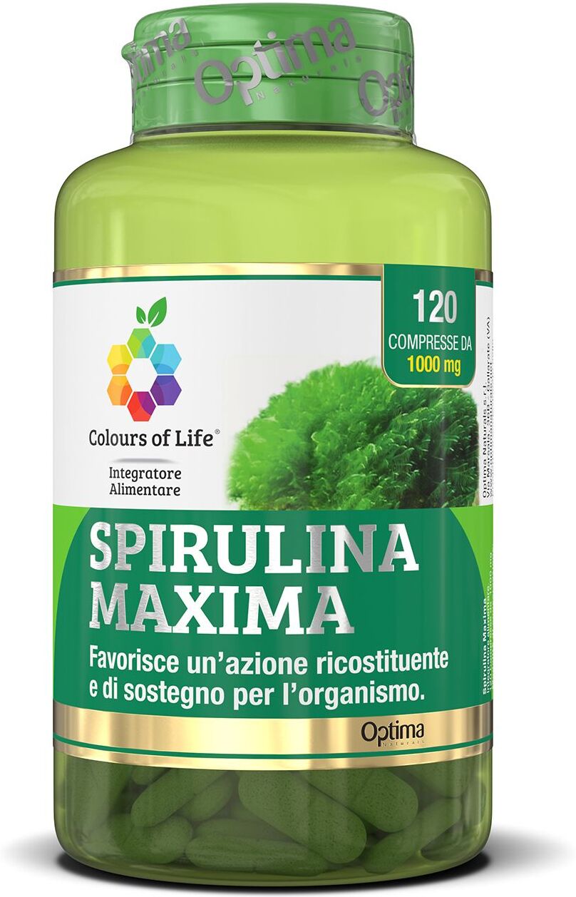 colours of life spirulina maxima integratore ricostituente 120 compresse