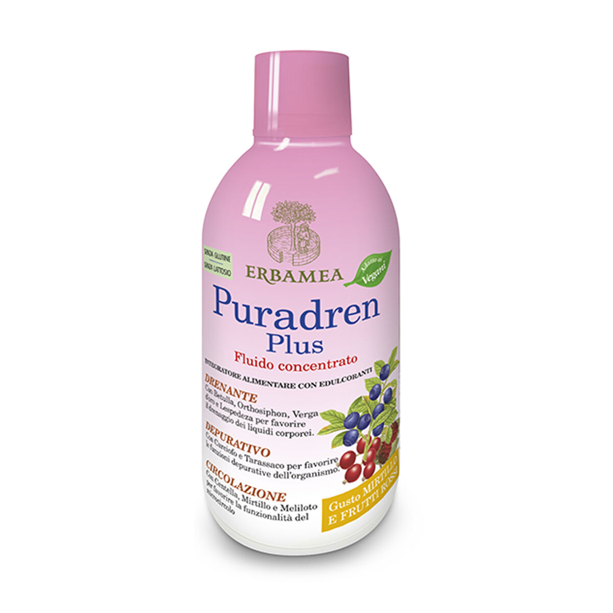 erbamea puradren plus fluido concentrato con edulcoranti gusto mirtilli e frutti rossi 500ml