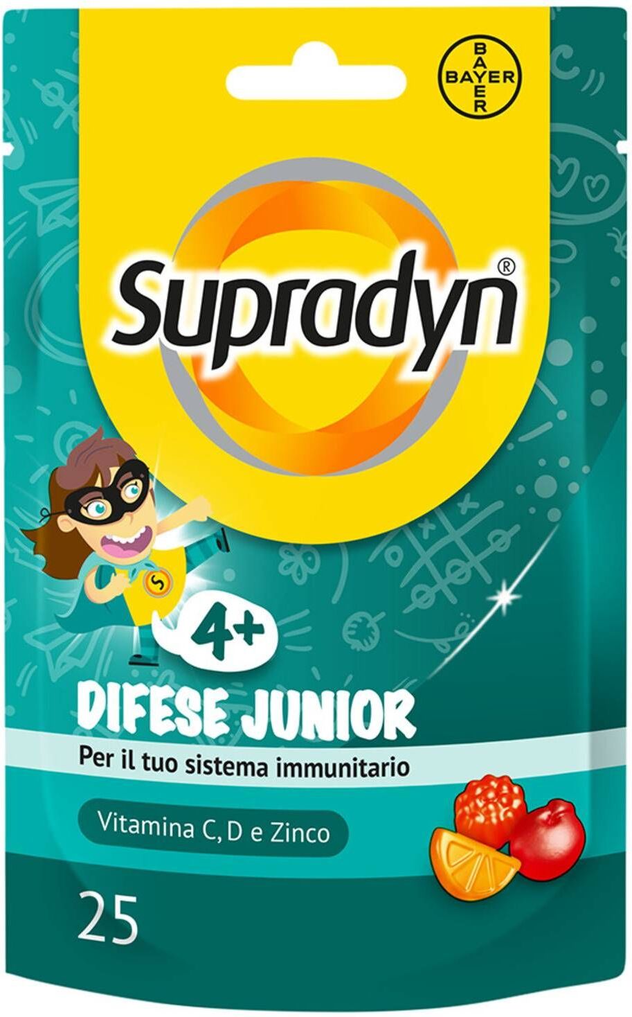 supradyn difese junior integratore con vitamina c d e zinco 25 caramelle gommose