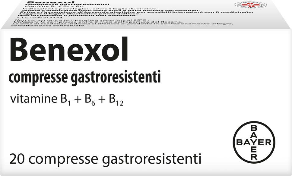 benexol trattamento per carenza di vitamine b a base di vitamina b1 b6 b12 20 compresse