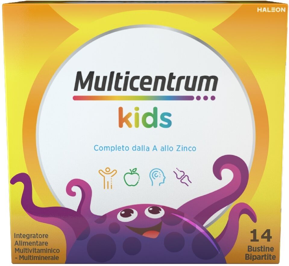 multicentrum baby integratore multivitaminico multiminerale vitamine ferro calcio bambini 3+ 14 bustine