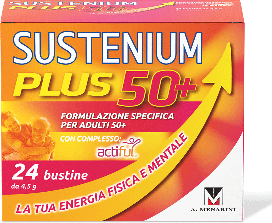 sustenium plus 50+ integratore energizzante adulti 50+ con actiful, vitamine e minerali 24 bustine