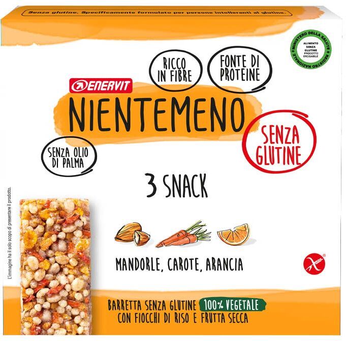 enervit nientemeno snack barretta proteica mandorle carote arancia 3x21g