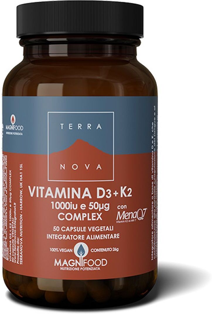 terranova vitamina d3+k2 integratore ossa 50 capsule