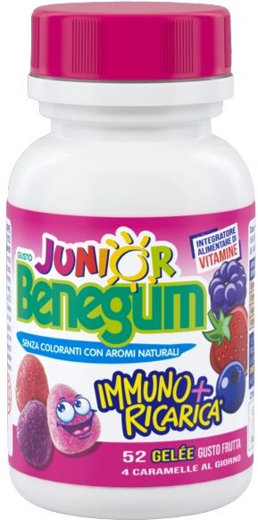 benegum junior immuno+ ricarica frutti rossi integratore vitamine 156g