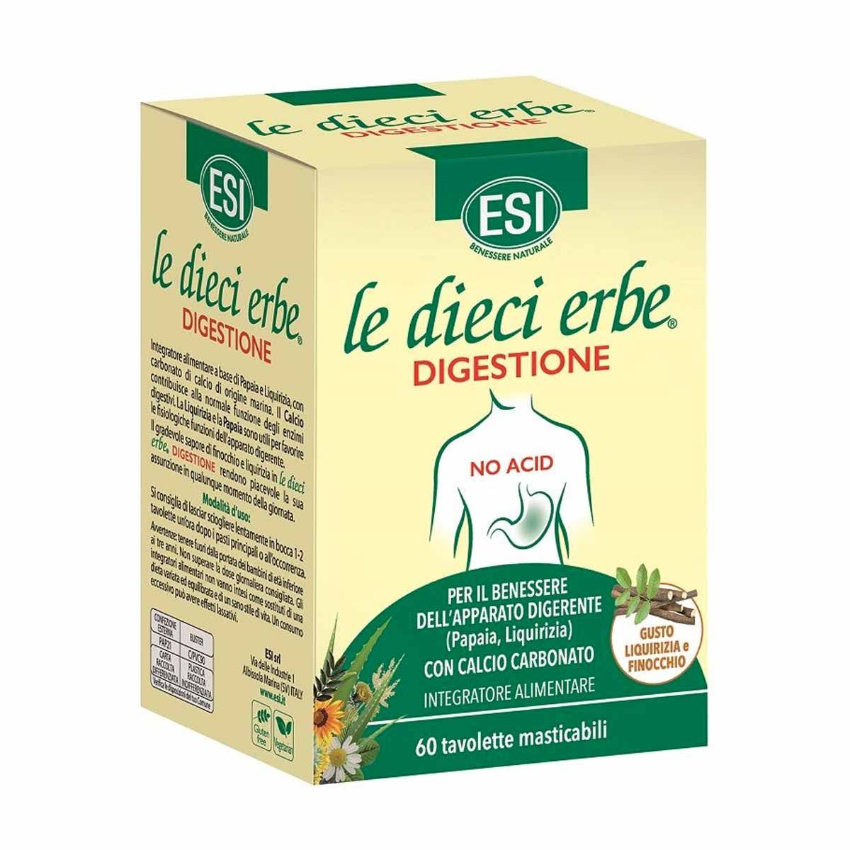 esi le dieci erbe digestione no acid integratore intestino 60 tavolette