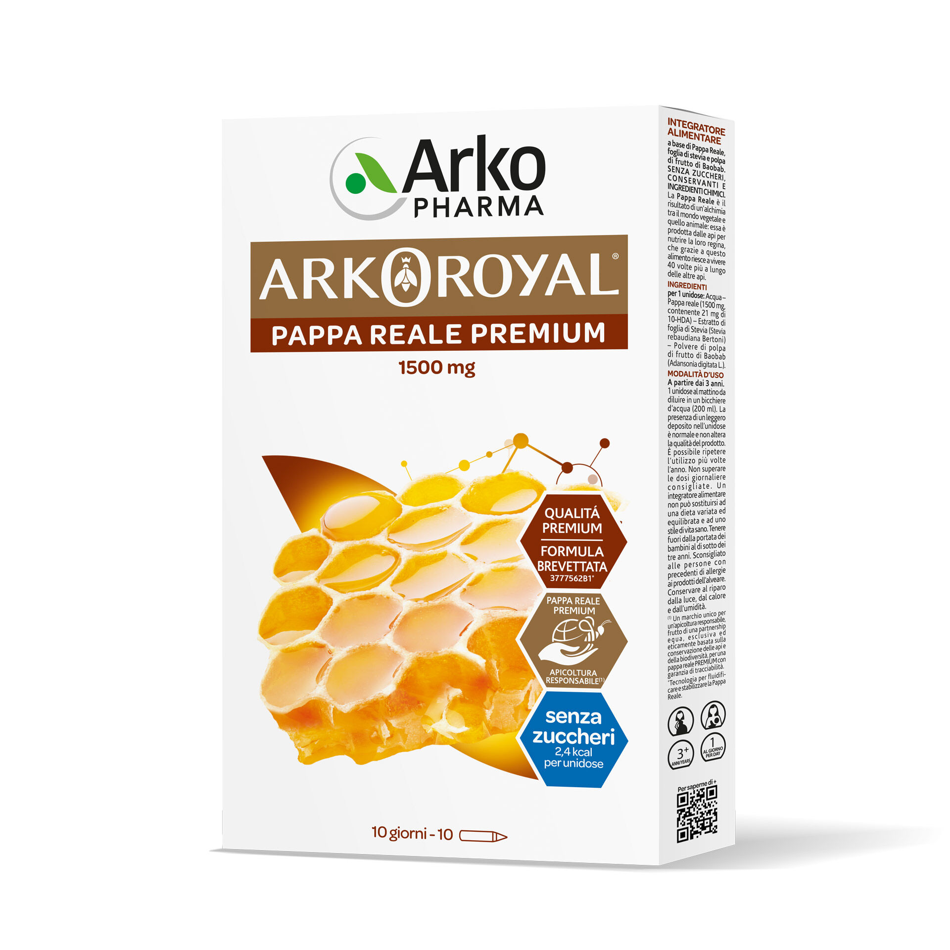 arkofarm arkoroyal integratore pappa reale 1500mg senza zucchero 10 flaconi