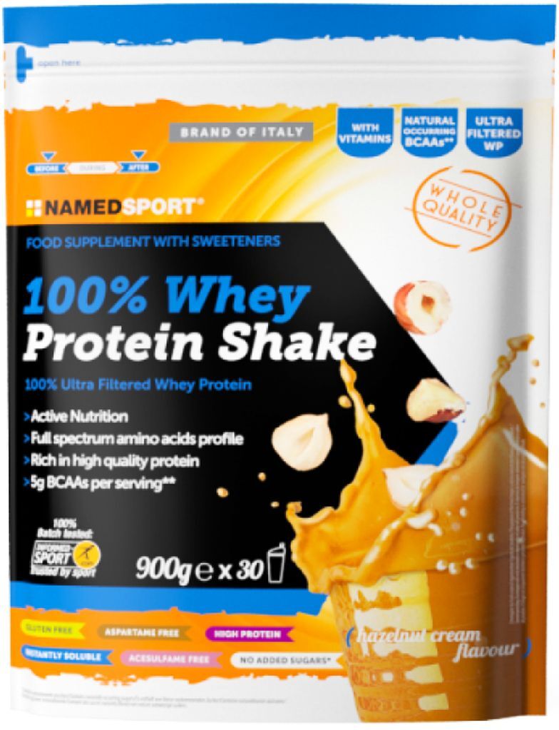 named 100% whey protein shake frullato hazelnut cream 900g