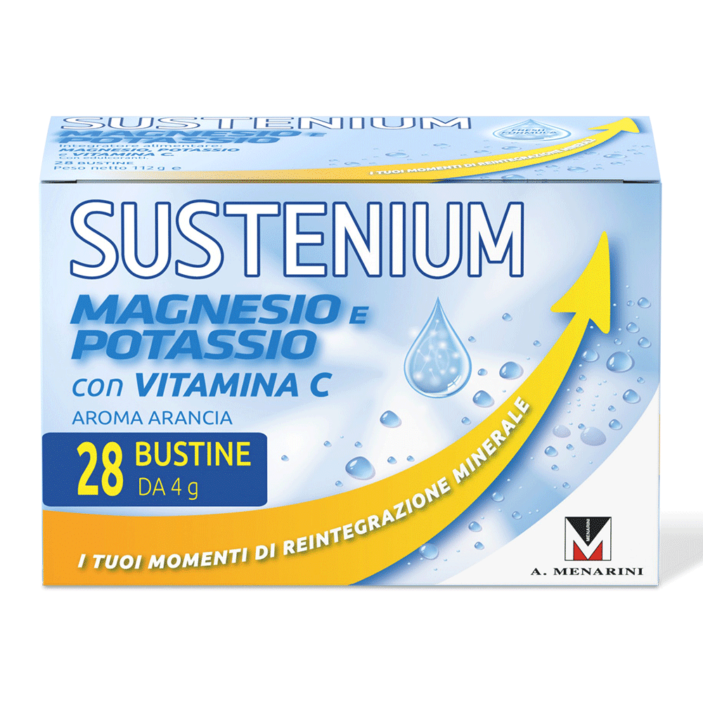 sustenium magnesio e potassio integratore alimentare con aggiunta di vitamina c 28 bustine