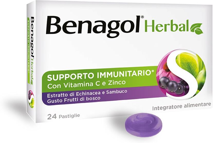 benagol herbal frutti di bosco integratore difese immunitarie 24 pastiglie