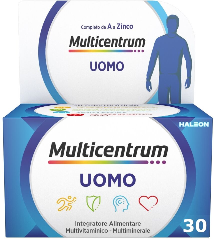 multicentrum uomo integratore alimentare multivitaminico vitamina b d3 a calcio magnesio 30 compresse