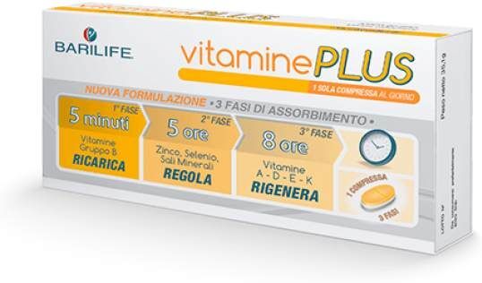 barilife (pharmaelle srl) barilife vitamine plus integratore multivitaminico 30 compresse trifase