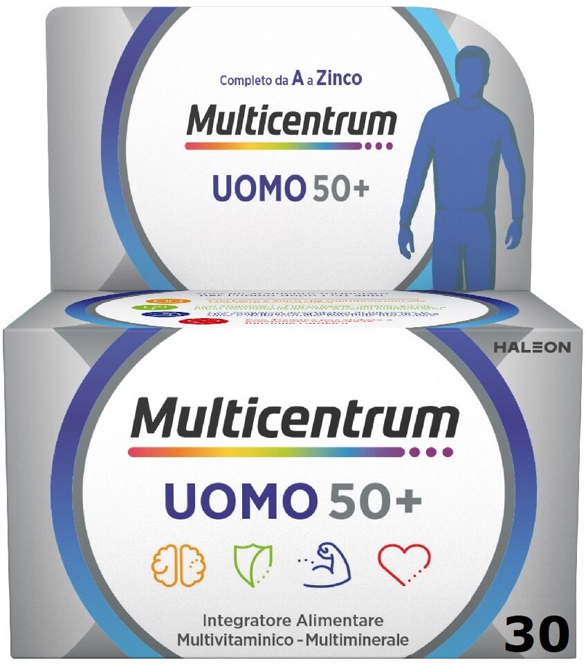 multicentrum uomo 50+ integratore alimentare multivitaminico vitamina d3 c b zinco magnesio 30 compresse