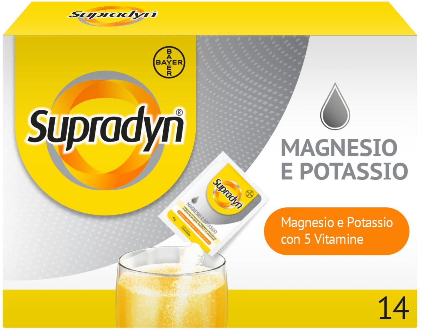 supradyn magnesio e potassio integratore sport con vitamine b c e sali minerali 14 bustine