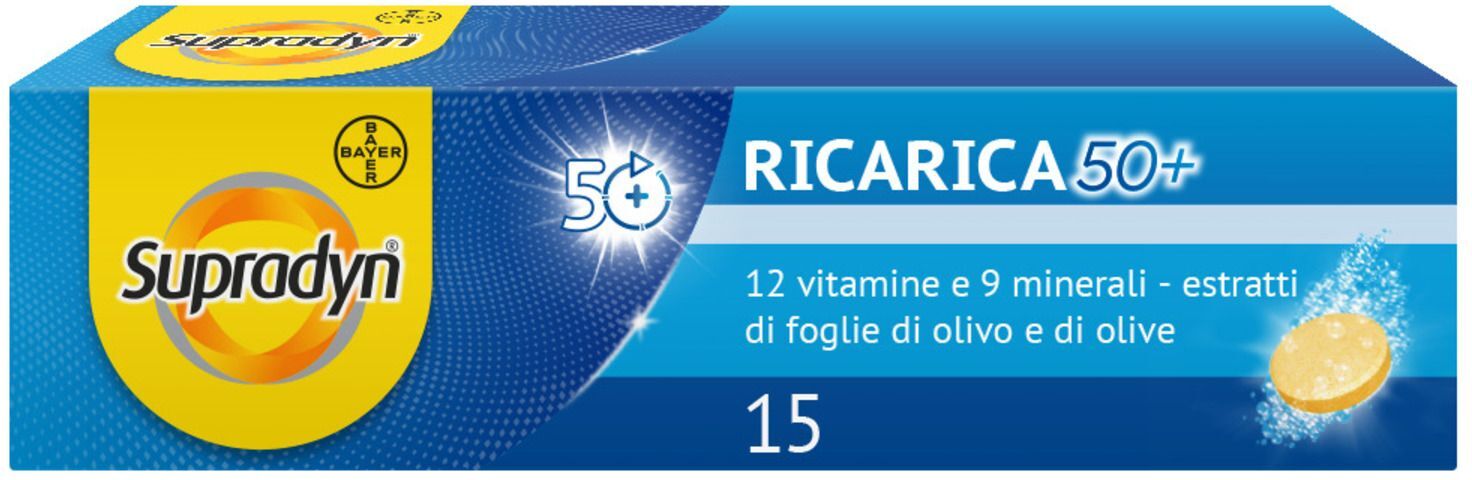 supradyn ricarica 50+ integratore vitamine minerali e antiossidanti 15 compresse effervescenti