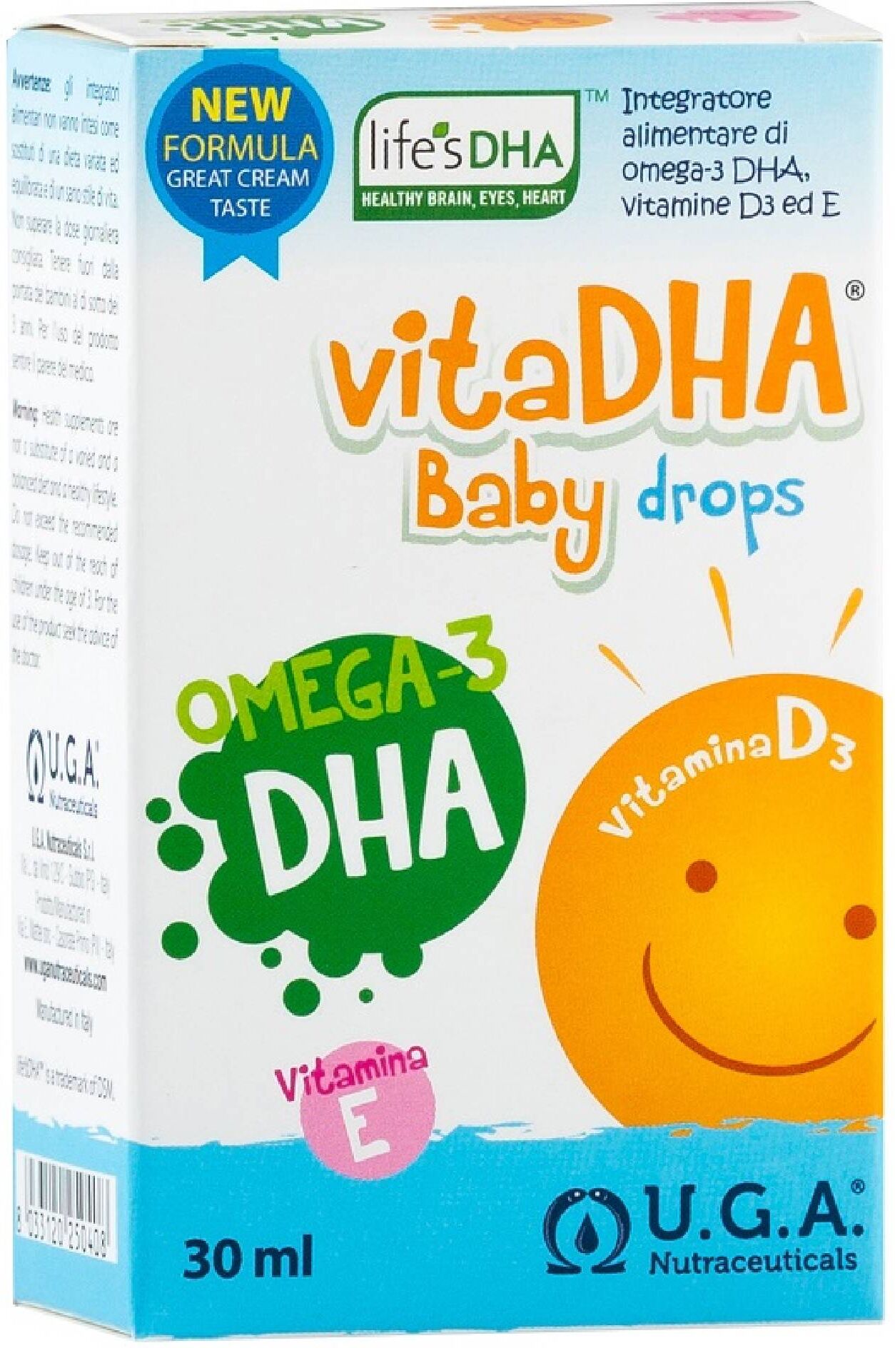 u.g.a. nutraceuticals srl vitadha baby drops integratore omega-3 dha 30ml