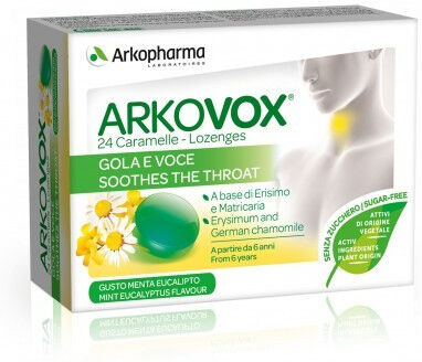 arkofarm arkopharma arkovox integratore gola e voce menta eucalipto 24 caramelle