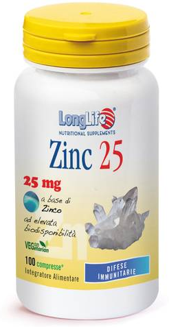 Longlife Zinc 25 Mg Integratore Difese Immunitarie 100 Compresse