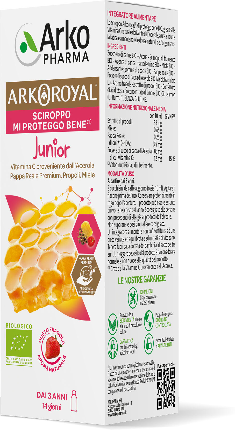 Arkofarm Arkoroyal Sciroppo Junior Integratore Vitamina C E Pappa Reale 140ml