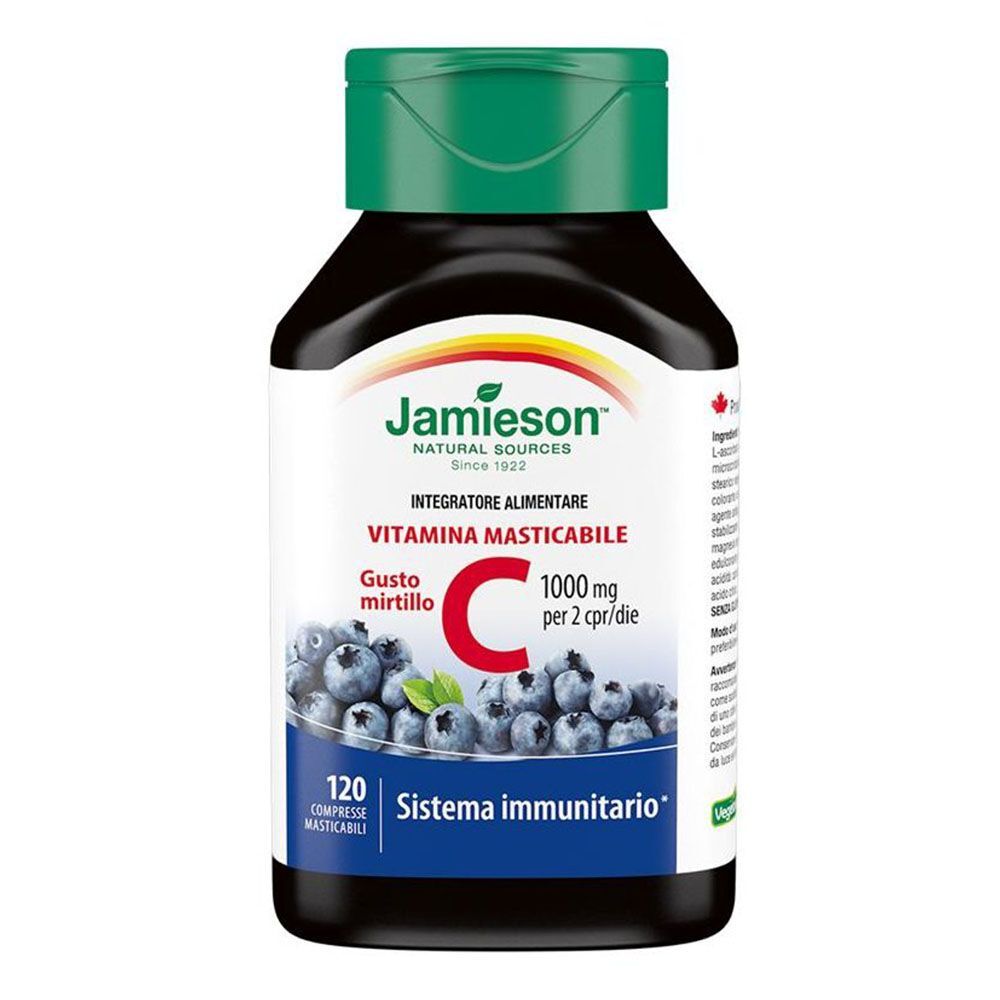 Jamieson Vitamica C 1000 Integratore Difese Mirtillo 120 Compresse Masticabili