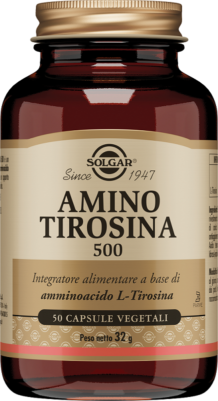 Solgar Amino Tirosina 500 Integratore 50 Capsule Vegetali