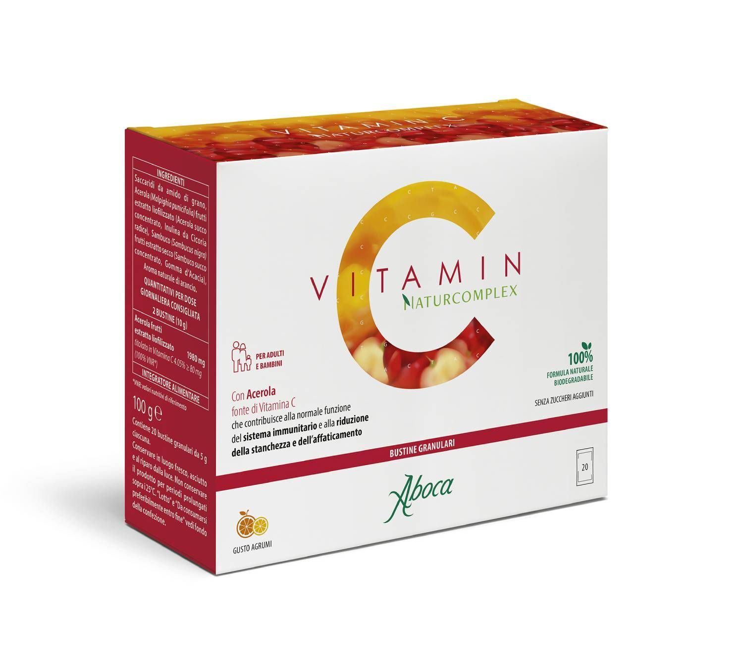 Aboca Vitamin C Naturcomplex Integratore Stanchezza 20 Bustine
