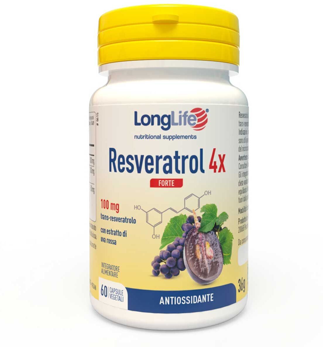 Longlife Resveratrol 4x Integratore Polivalente 60 Capsule