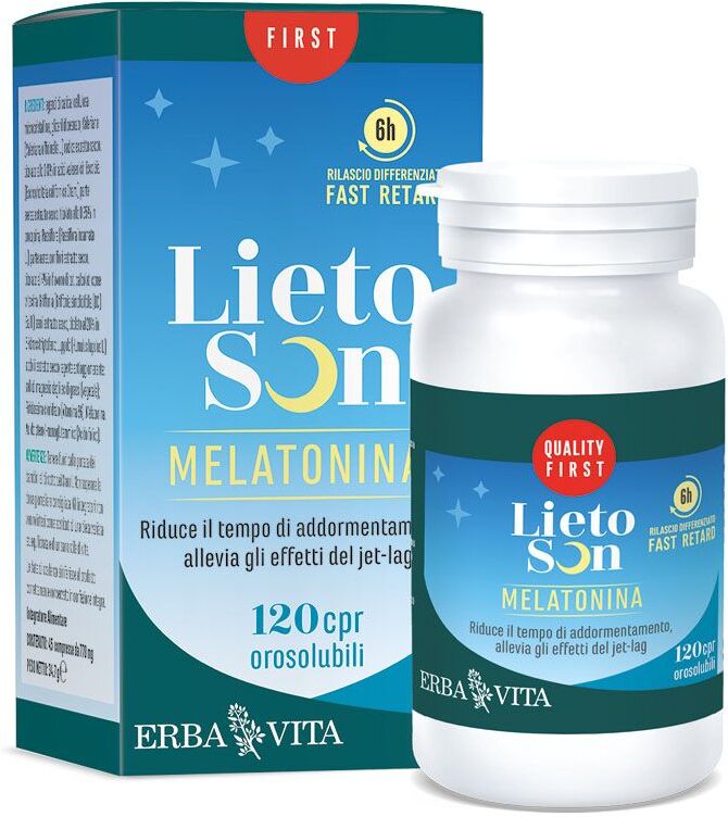 Erba Vita Lietoson Melatonina Integratore Sonno 120 Compresse Orosolubili