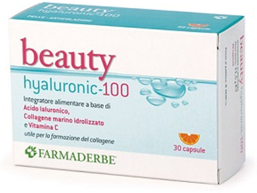 Farmaderbe Beauty Hyaluronic 100 Integratore Acido Ialuronico Gusto Arancia 30 Capsule