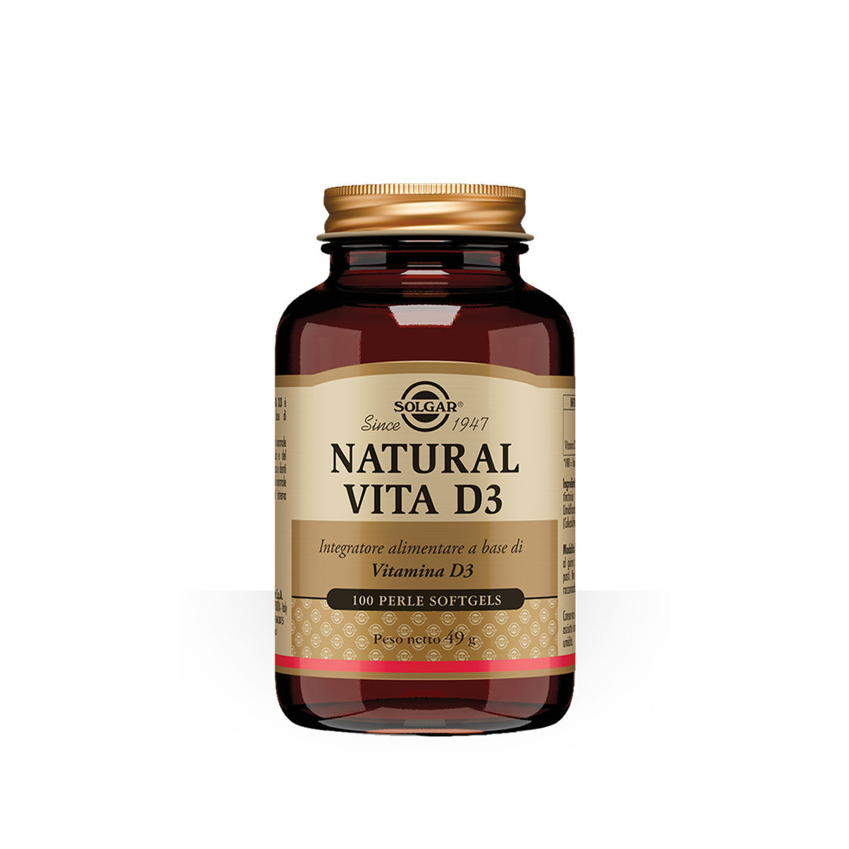 Solgar Natural Vita D3 Integratore Vitamina D3 100 Perle