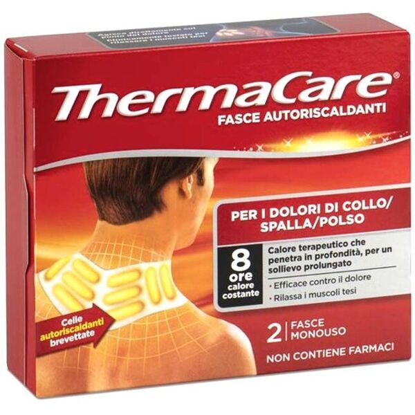 thermacare fascia autoriscaldante a calore terapeutico collo spalla polso dolori muscolari 2 pezzi