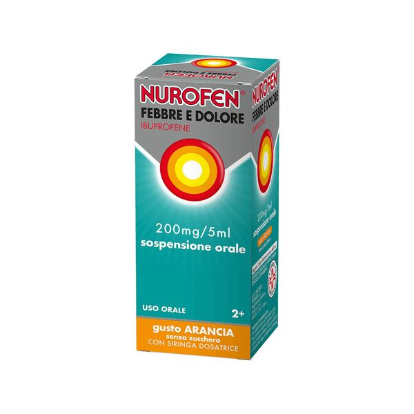 nurofen febbre e dolore sciroppo ibuprofene 200mg/5ml gusto arancia 100ml