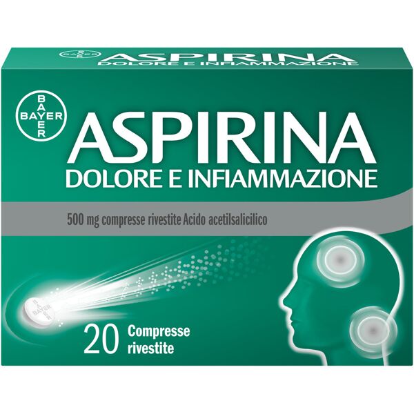 aspirina dolore e infiammazione, antidolorifico e antinfiammatorio, 20 compresse