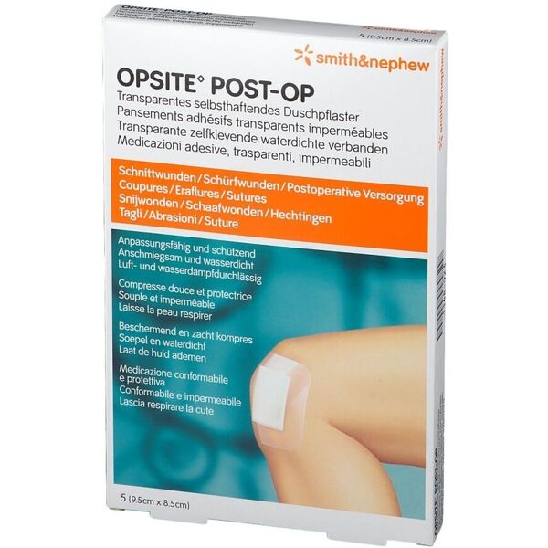 smith & nephew srl opsite post-op medicazione ferite waterproof 9,5x8,5cm 5 pezzi