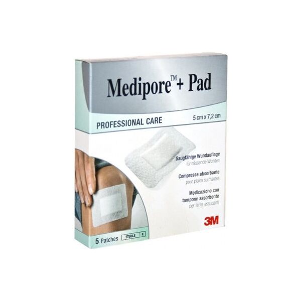 3m medipore+pad medicazione sterile 5x7.2cm 5pezzi