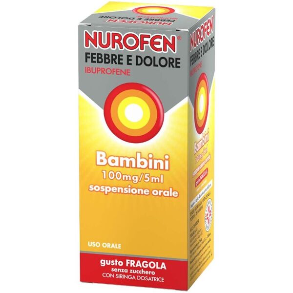 nurofen febbre dolore sciroppo ibuprofene 100mg/5ml gusto fragola 150ml