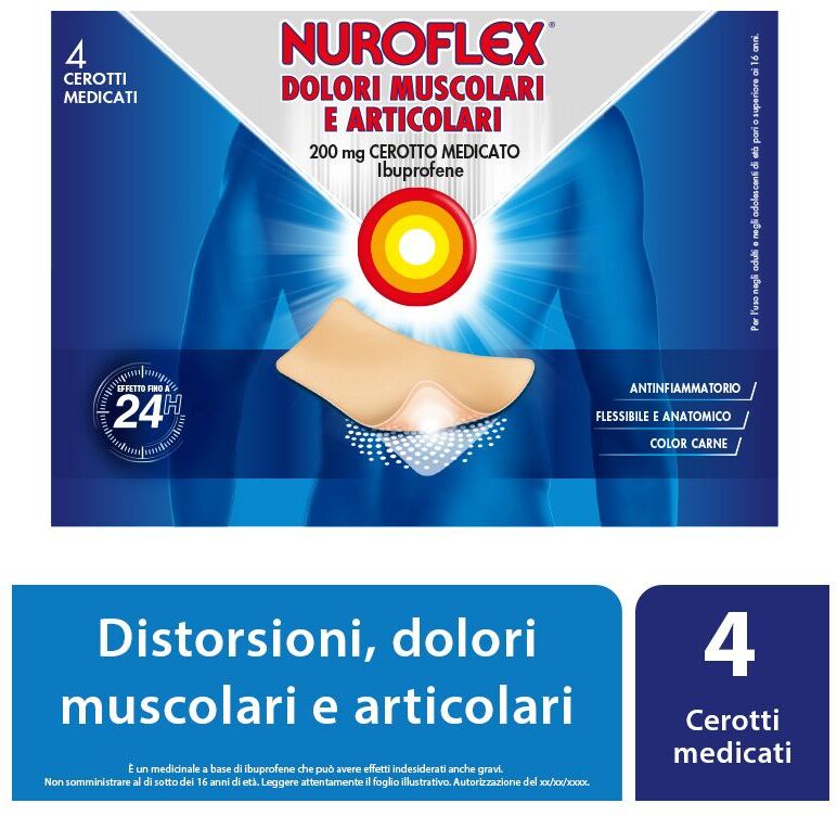 nuroflex dolori muscolari e articolari 200mg ibuprofene 4 cerotti