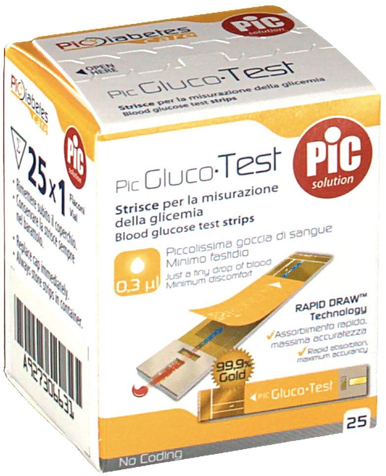 pic glucotest strisce misurazione glicemia 25 pezzi