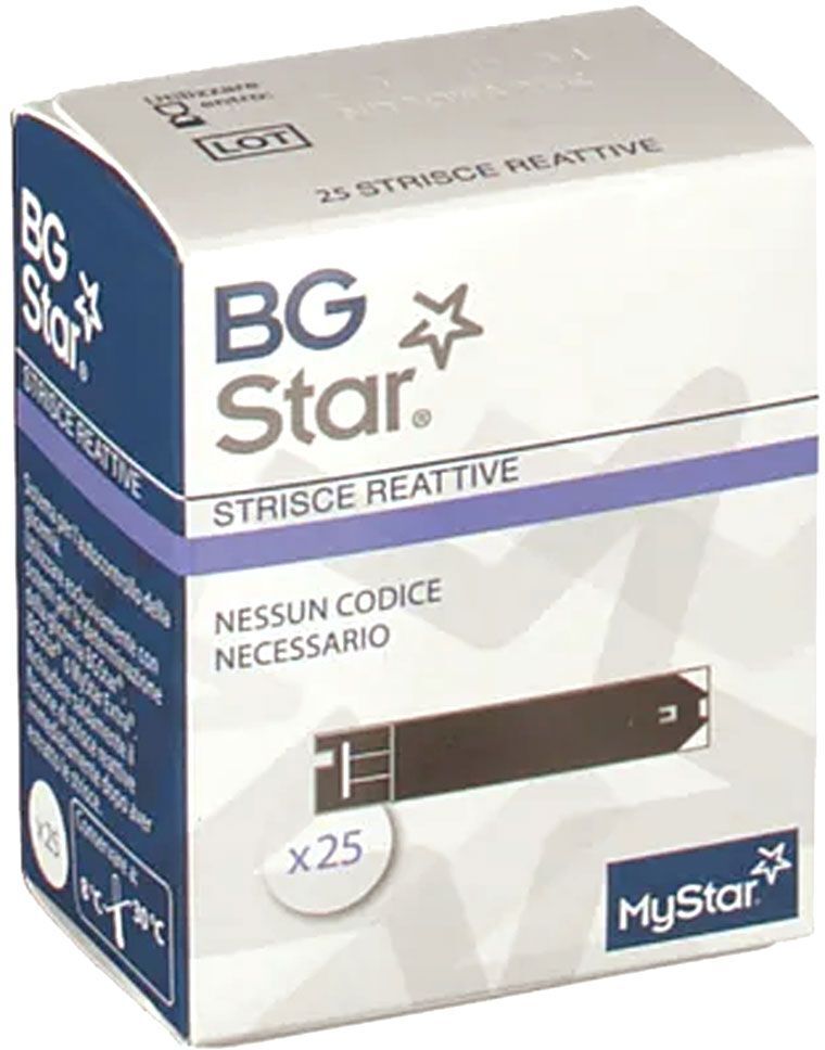 bgstar mystar extra strisce per misurazione glicemia per misuratore extra 25 pezzi